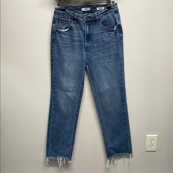 Kensie Jeans The Slim Straight High Rise Raw Hem Denim Jeans 6/28 - Picture 1 of 15